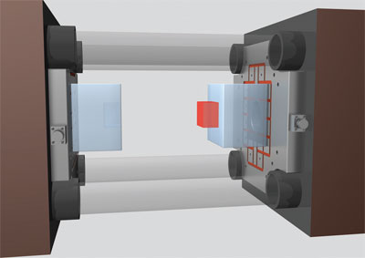 Typical application where the Electro Permanent Magnet is clamping a die on an injection moulding machine